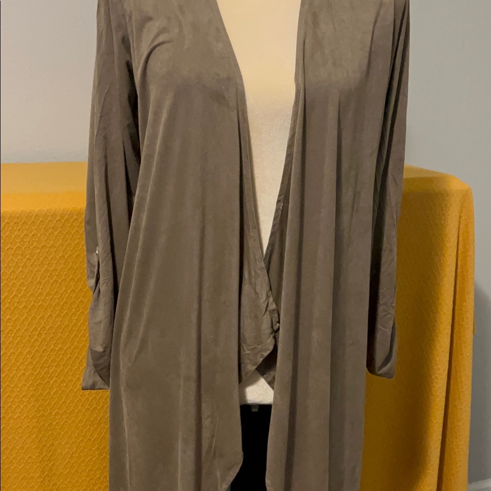 Long beige cardigan